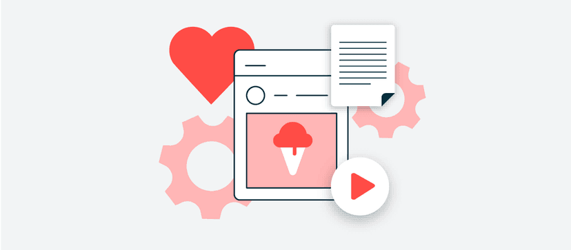 Social media post icon with gears and heart